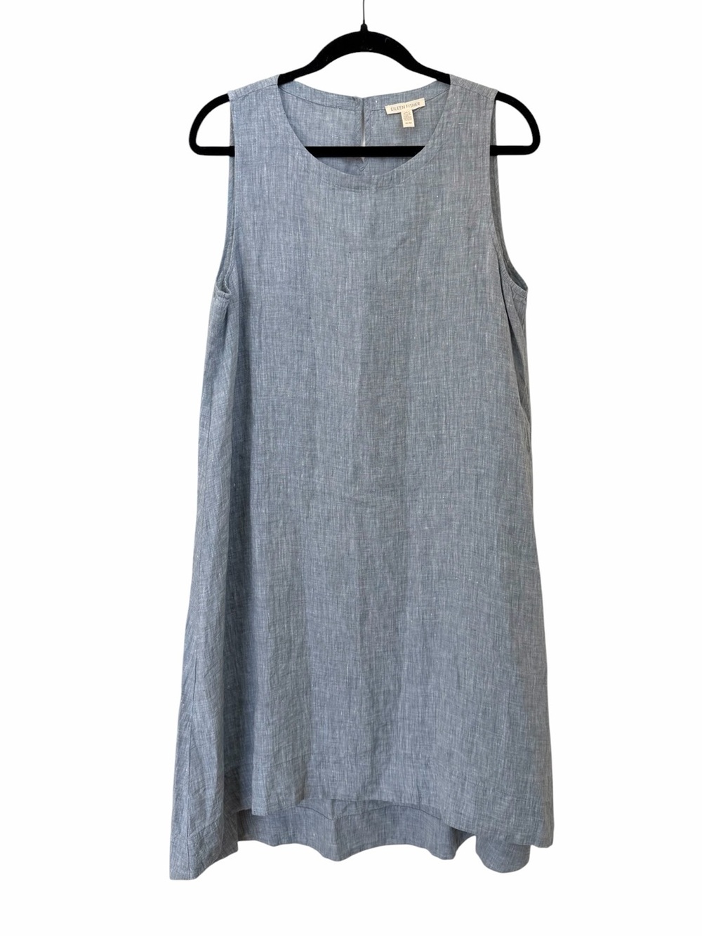 Eileen Fisher Sleeveless Linen Tank Dress in Chambray Blue Grey - Picture 1 of 9